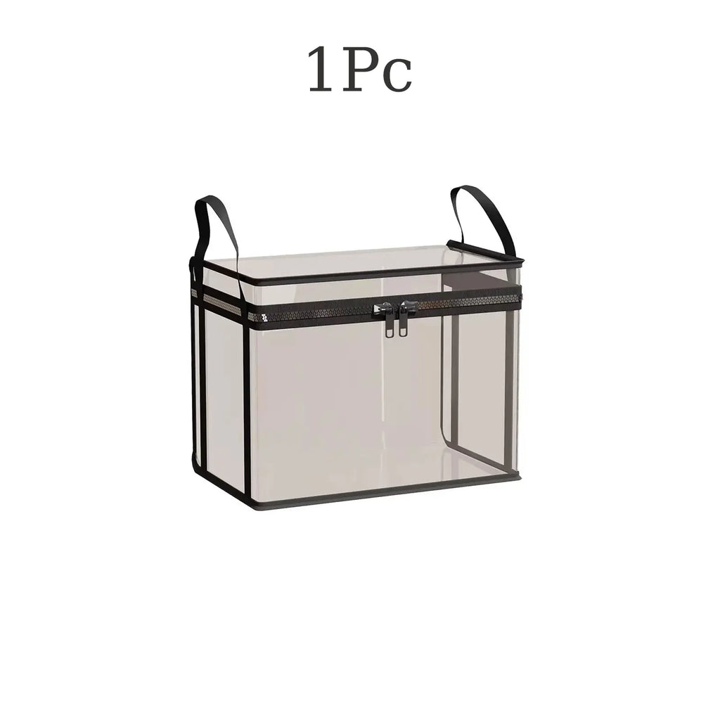 [ Free Shipping ]Large Clear Thick Plastic Storage Box with Hinged Lid, Heavy-Duty Durable High Capacity Organizer, Perfect for Home, Camping, Travel, Attic and Moving