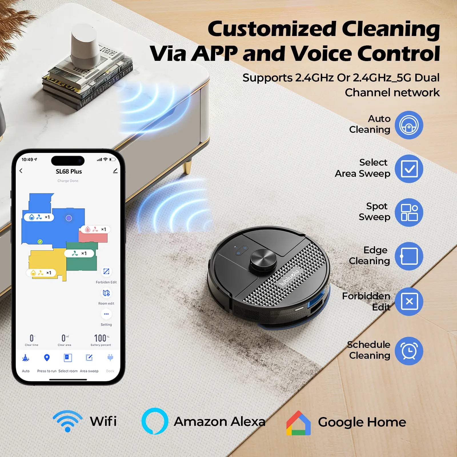 Smart Robot Vacuum and Mop with Auto-Empty Dock, 5500Pa Strong Suction, 60-Day Large Dustbin, Lidar Navigation, Alexa & App Control – for Pet Hair, Floors & Carpets