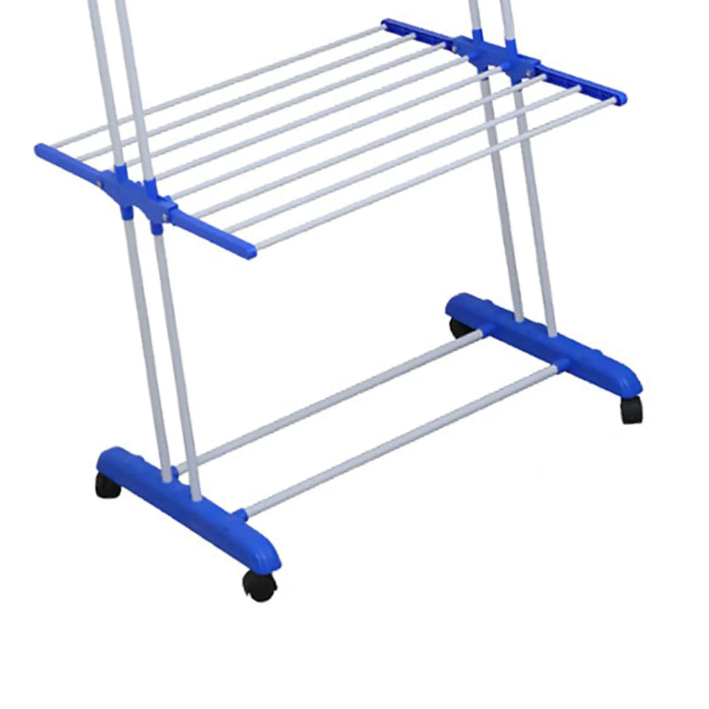 Oversized 4 Tier Clothes Drying Rack 66.93In High Foldable Stainless Steel Laundry Drying Rack with 4 Castors 24 Pillars 14 Hooks for Bed Linen Rolling Organizer