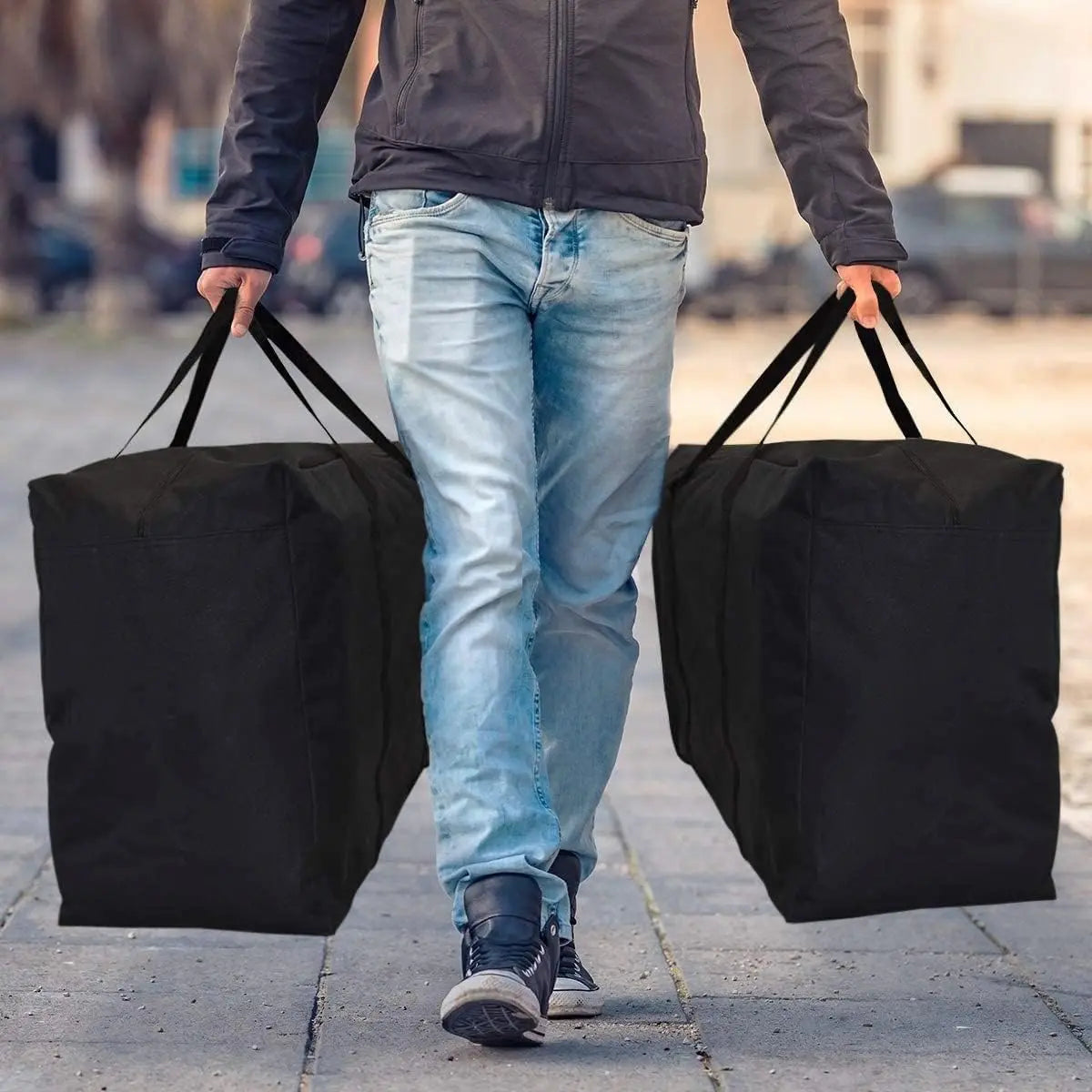 Extra Large Moving Bags - Strong Zippers, Carrying Handles, Space Saving Storage Totes for Clothes, Moving Supplies & Traveling