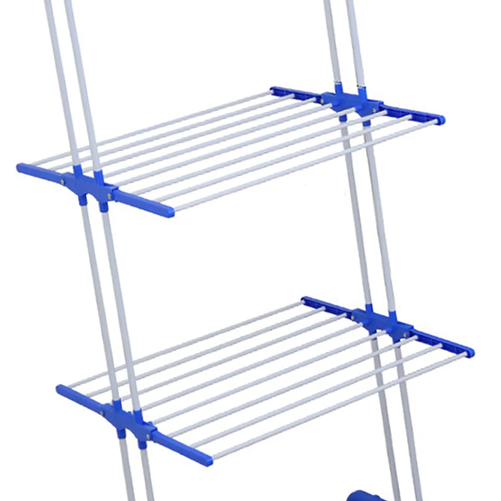 Oversized 4 Tier Clothes Drying Rack 66.93In High Foldable Stainless Steel Laundry Drying Rack with 4 Castors 24 Pillars 14 Hooks for Bed Linen Rolling Organizer