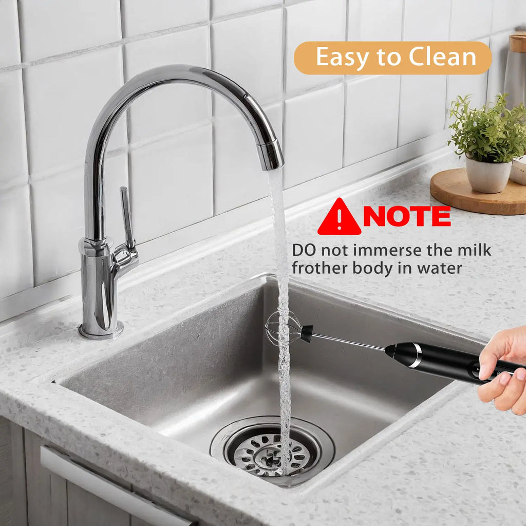 Upgraded Rechargeable Handheld Milk Frother with 3 Whisk Heads and 3 Speed Settings - Electric Coffee Mixer and Drink Foamer for Cappuccino, Latte, Cream, Hot Chocolate, and Egg Beating - Portable Stainless Steel Kitchen Tool