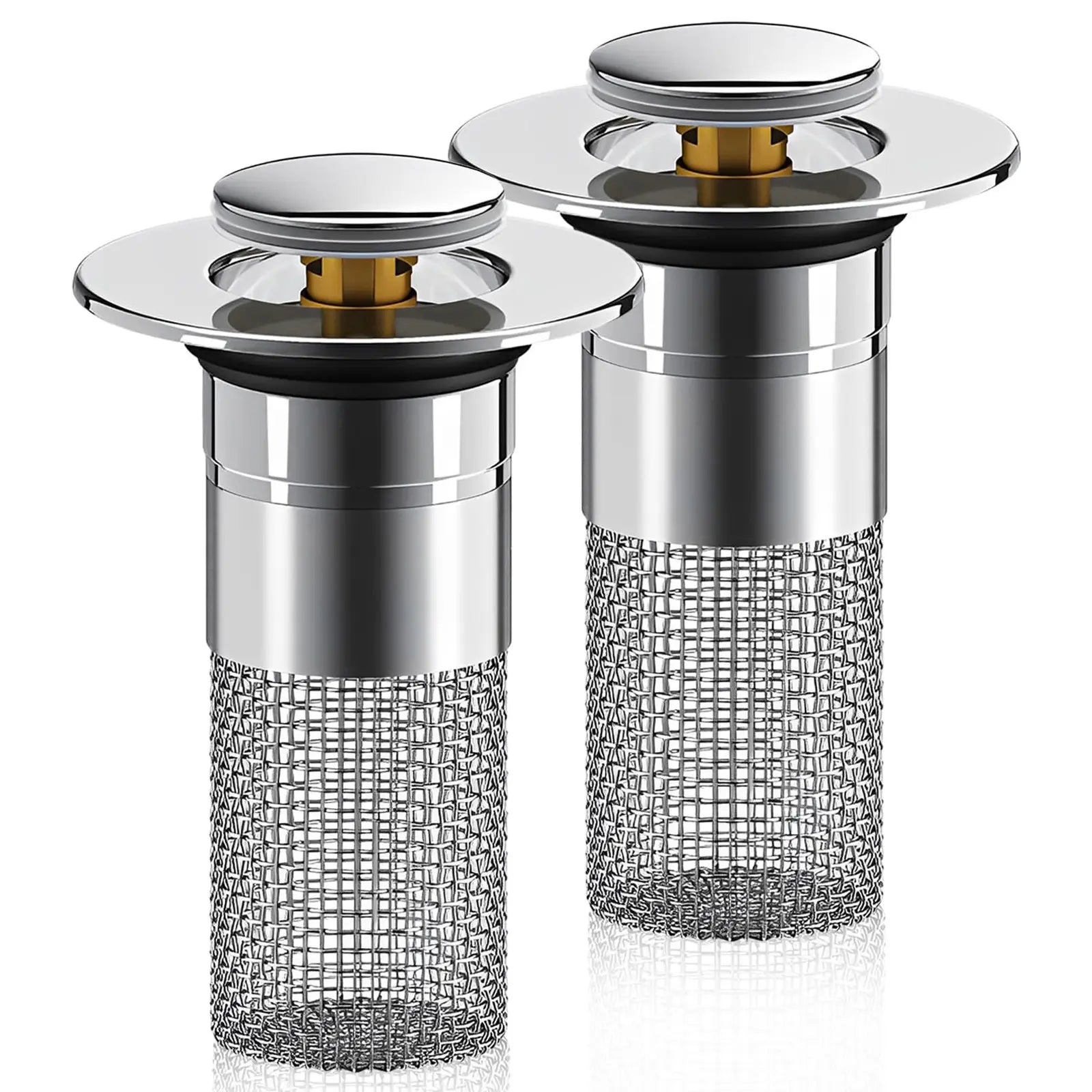Sink Stopper Hair Catcher,(2Pcs) Pop-Up Sink Drain Strainer with Removable Stainless Steel Strainer Basket Hair Catcher, Bathroom Sink Strainer for Bathroom Sink Stopper Replacement