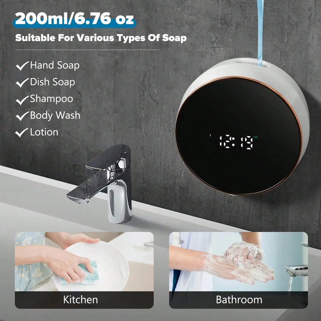 1Pc,Smart Touchless Automatic Soap Dispenser Touchless Auto Hands Free Lotion Wall Mount Liquid Dish Soap Dispenser Electric Plastic Modern Smart Rechargeable Hand Soap Dispenser for Bathroom Kitchen