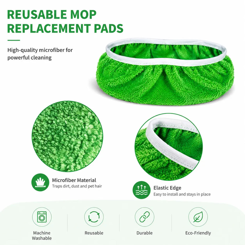 6 Washable and Reusable Green Mop Cloths,Suitable for Cleaning Flat Floors in Homes, Campuses,And Essential for School Homes Wooden Household Pad Wall