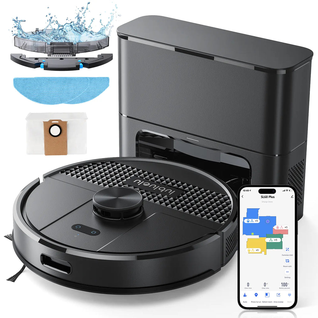 Smart Robot Vacuum and Mop with Auto-Empty Dock, 5500Pa Strong Suction, 60-Day Large Dustbin, Lidar Navigation, Alexa & App Control – for Pet Hair, Floors & Carpets