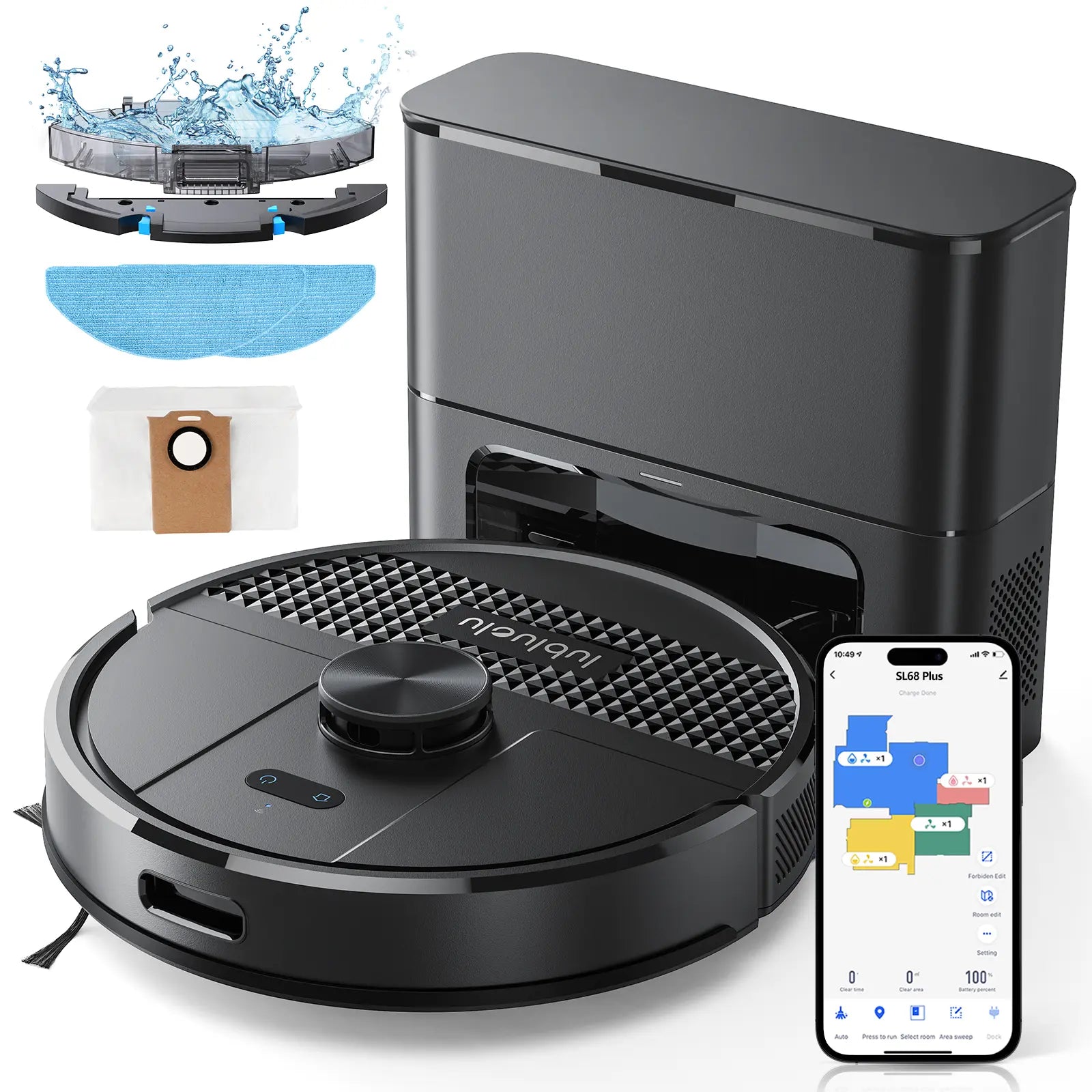 Smart Robot Vacuum and Mop with Auto-Empty Dock, 5500Pa Strong Suction, 60-Day Large Dustbin, Lidar Navigation, Alexa & App Control – for Pet Hair, Floors & Carpets