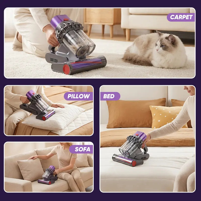 Saker Mattress Vacuum Cleaner with 20Kpa Suction Power, 36000 RPM, One-Touch Dust Removal, and 65°C Hot Air Dehumidification for Beds, Sofas, and Pet Care