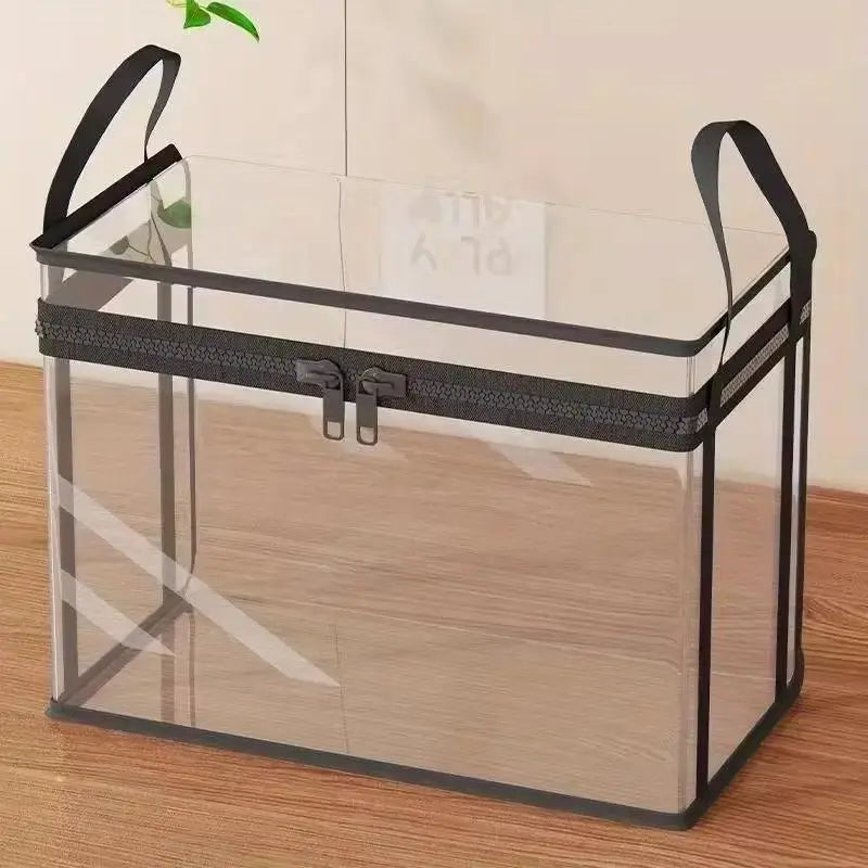 [ Free Shipping ]Large Clear Thick Plastic Storage Box with Hinged Lid, Heavy-Duty Durable High Capacity Organizer, Perfect for Home, Camping, Travel, Attic and Moving