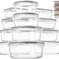 12Pack Airtight Glass Food Storage Containers with Lids,Microwave, and Dishwasher Kitchen Organizer, Bpa-Free , Black/Gray Set Utensils