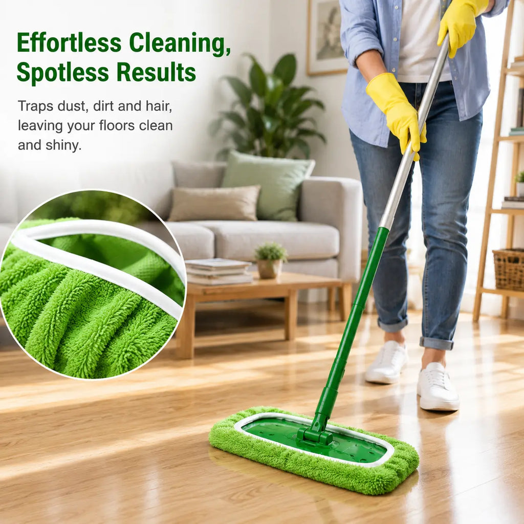 6 Washable and Reusable Green Mop Cloths,Suitable for Cleaning Flat Floors in Homes, Campuses,And Essential for School Homes Wooden Household Pad Wall
