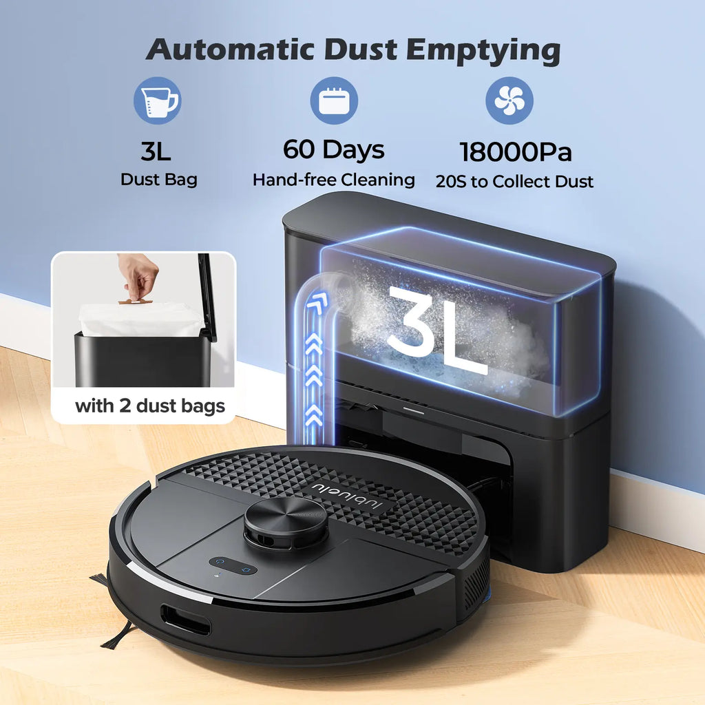 Smart Robot Vacuum and Mop with Auto-Empty Dock, 5500Pa Strong Suction, 60-Day Large Dustbin, Lidar Navigation, Alexa & App Control – for Pet Hair, Floors & Carpets