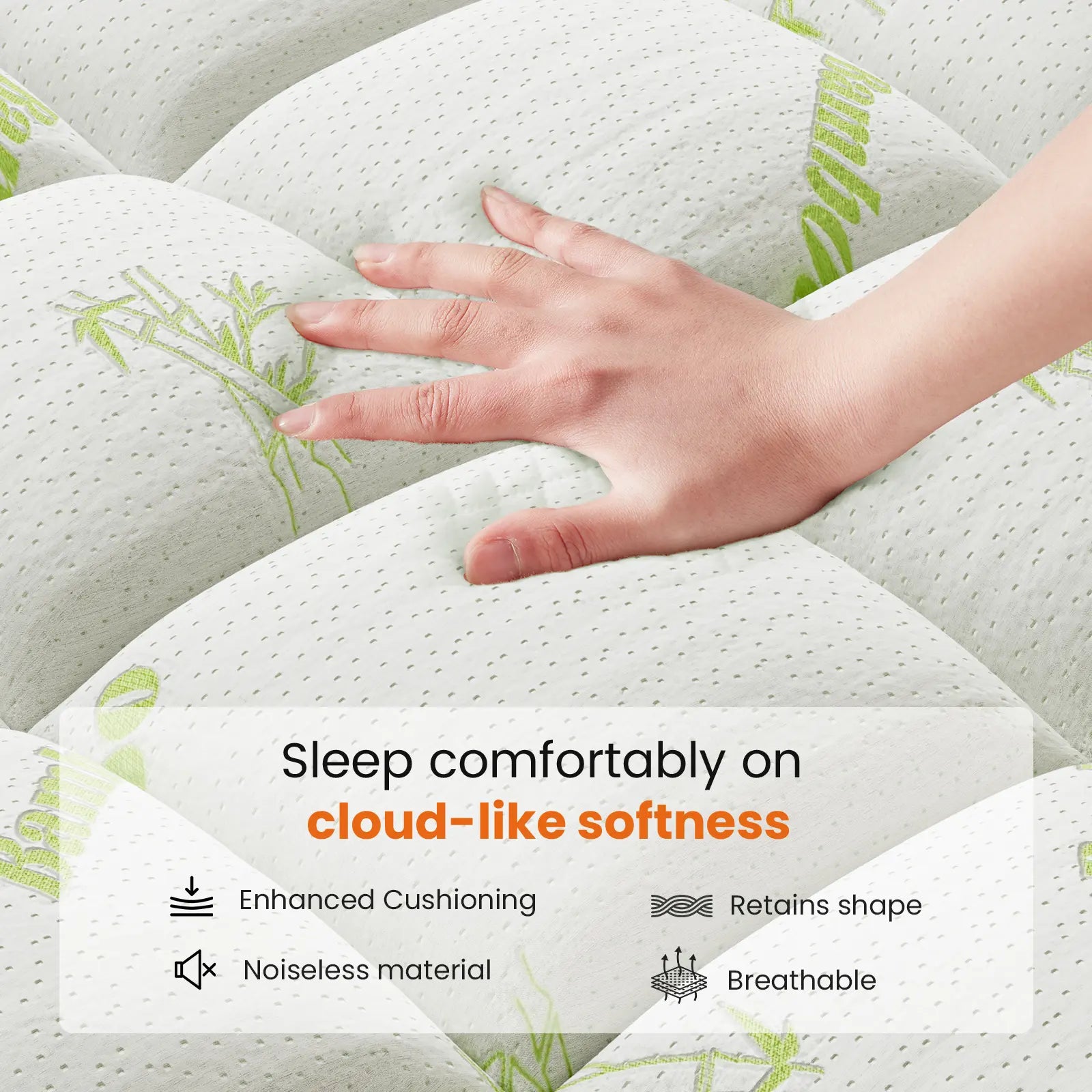 Mattress Topper Viscose Made from Bamboo Sheets Mattress Protector for Back Pain Relief Cooling for Hot Sleeping Poor Sleeper Green