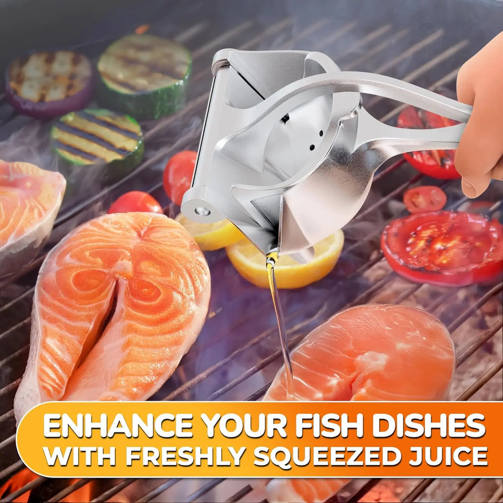 Fruit Juice Squeezer Handheld Aluminum Alloy Manual Juicer Hand Press, Non-Slip Ergonomic Handle, Easy to Use & Clean, 0.36 L Capacity Great Bar Juicer for Citrus, Pomegranate, and Other Fruits