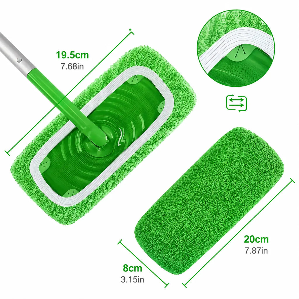6 Washable and Reusable Green Mop Cloths,Suitable for Cleaning Flat Floors in Homes, Campuses,And Essential for School Homes Wooden Household Pad Wall