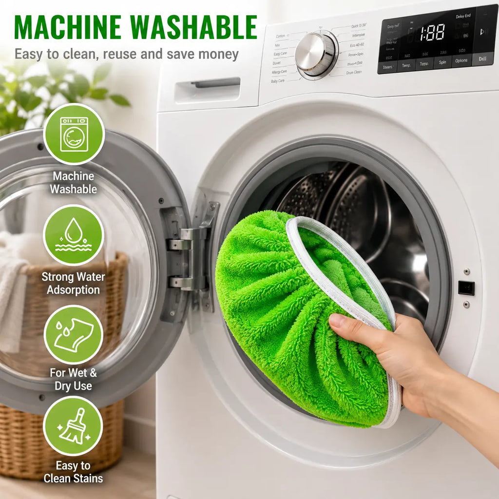 6 Washable and Reusable Green Mop Cloths,Suitable for Cleaning Flat Floors in Homes, Campuses,And Essential for School Homes Wooden Household Pad Wall