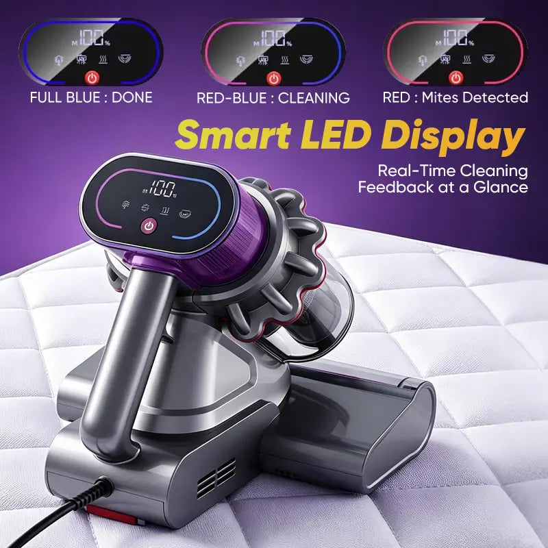 Saker Mattress Vacuum Cleaner with 20Kpa Suction Power, 36000 RPM, One-Touch Dust Removal, and 65°C Hot Air Dehumidification for Beds, Sofas, and Pet Care