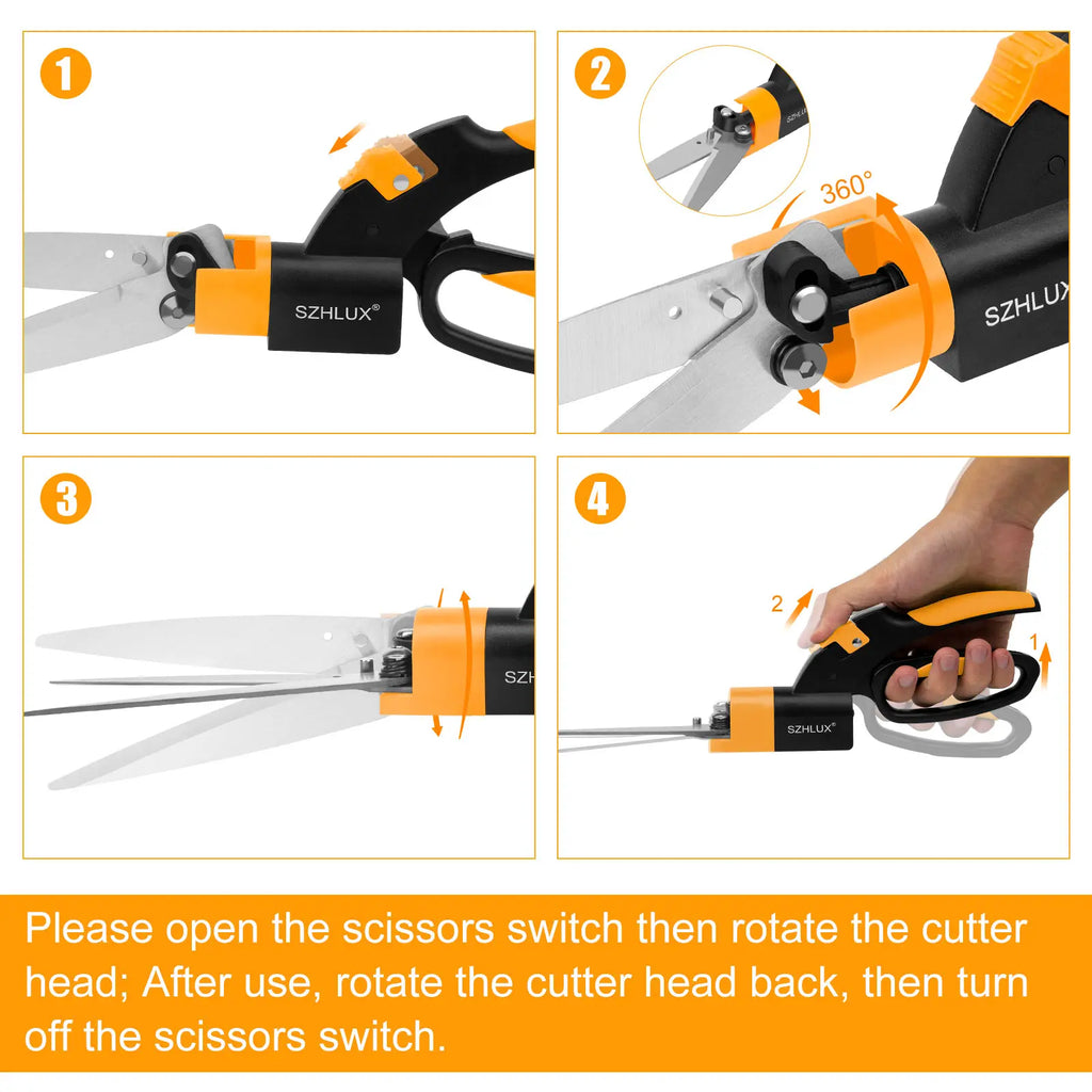 SZHLUX Grass Shears 360-Degree Swivel Blades, Ultra-Sharp Grass Cutter with 5’’ Stainless Steel Blades, Gardening Shears and Plant Cutting Scissors