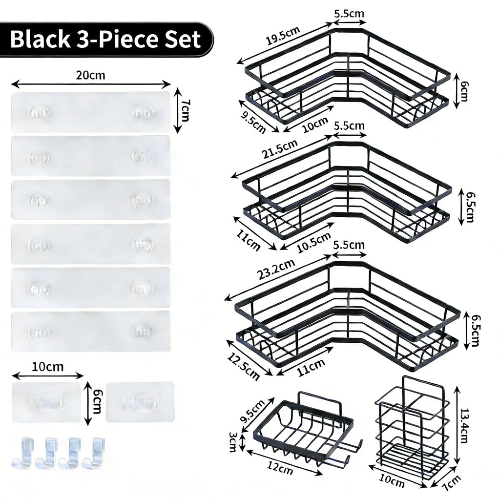 5-Pack Triangular Shower Caddy Bathroom Accessories Set, 2026 Trending No-Drill Strong Adhesion Suction Cup, Heavy-Duty Rustproof Waterproof Stainless Steel, Anti-Slipping Soap Toothbrush Holder, Large-Capacity Organizer for Bathroom Dorm, Ideal Gift,Summ