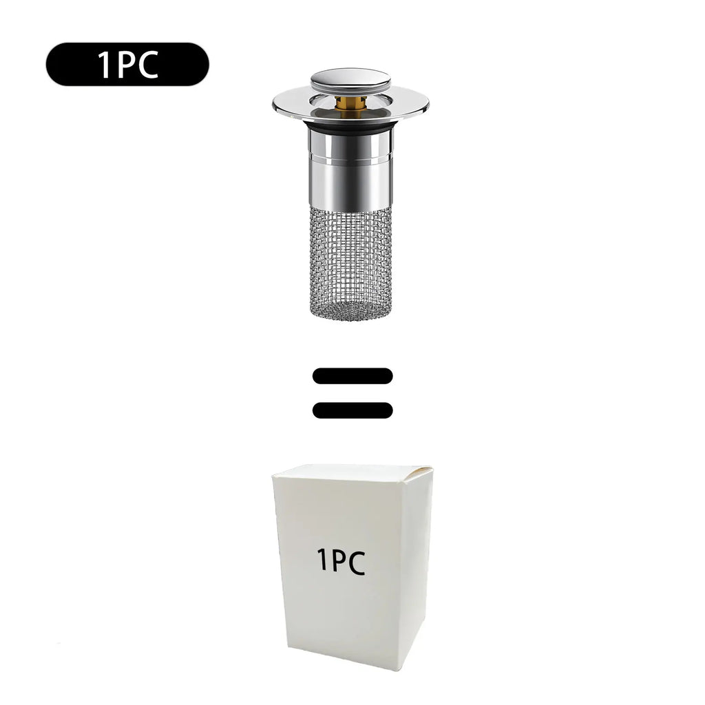 Sink Stopper Hair Catcher,(2Pcs) Pop-Up Sink Drain Strainer with Removable Stainless Steel Strainer Basket Hair Catcher, Bathroom Sink Strainer for Bathroom Sink Stopper Replacement