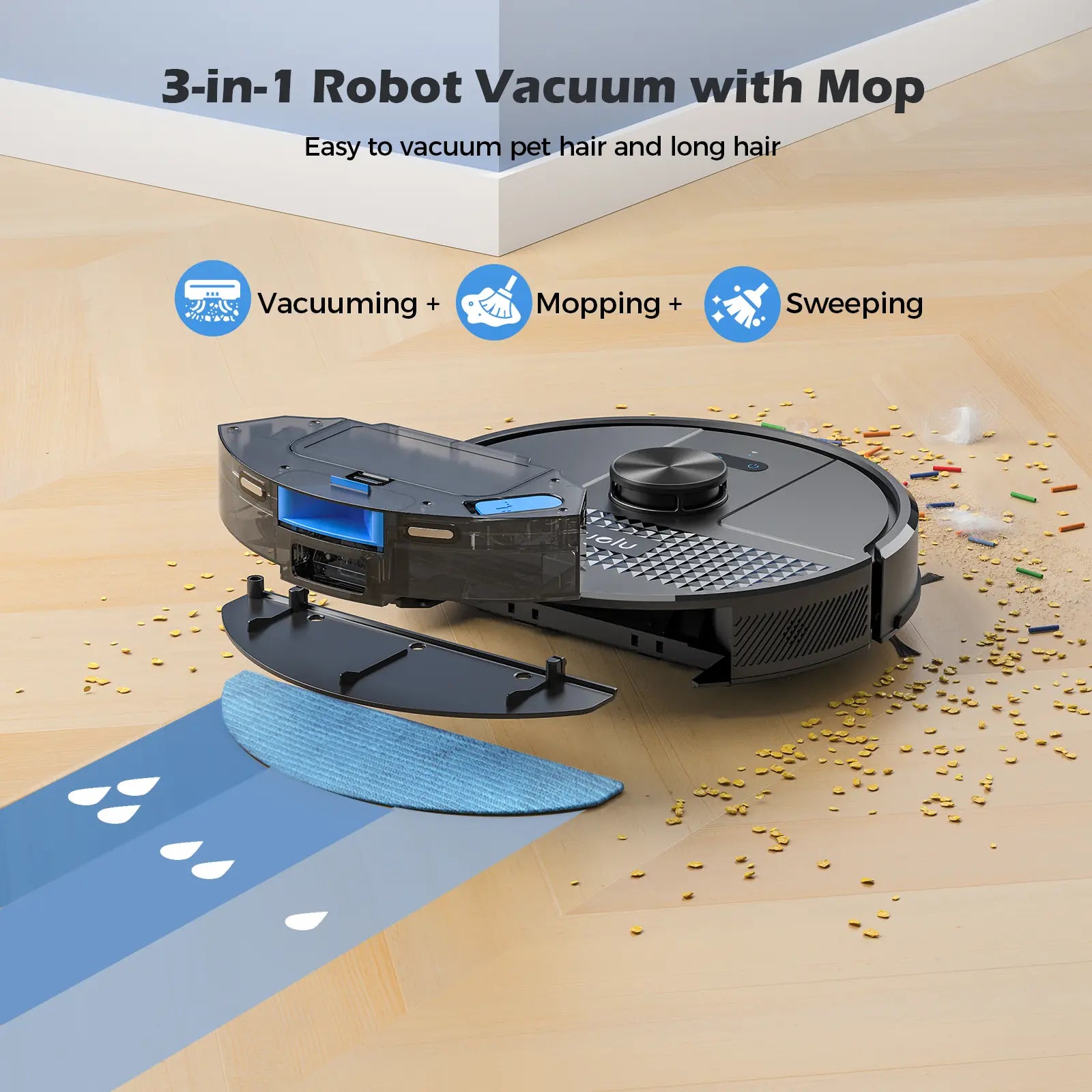 Smart Robot Vacuum and Mop with Auto-Empty Dock, 5500Pa Strong Suction, 60-Day Large Dustbin, Lidar Navigation, Alexa & App Control – for Pet Hair, Floors & Carpets