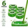 6 Washable and Reusable Green Mop Cloths,Suitable for Cleaning Flat Floors in Homes, Campuses,And Essential for School Homes Wooden Household Pad Wall
