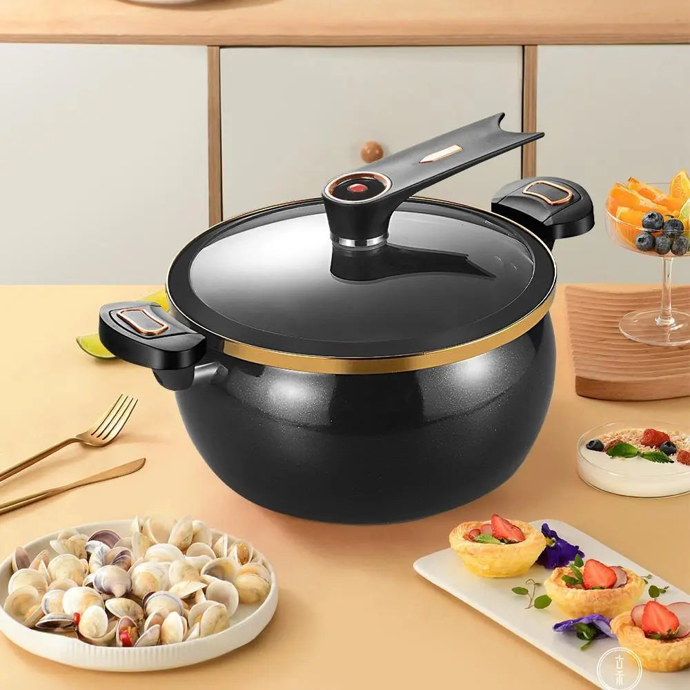 Micro Pressure Cooker 8.45Qt Nonstick Cooking Pot Fast Cooking Kitchen Cookware with Safety Valve Glass Lid for Gas Stovetop, Mothersdaygift#Summervibes