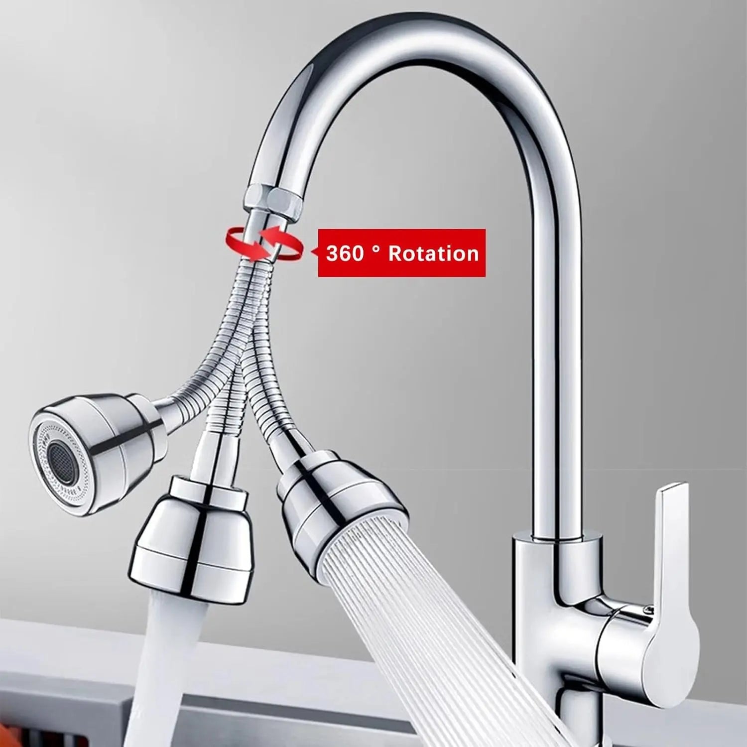 Swivel Faucet-Extender Sink-Aerator - 3 Modes Splash Water Filter Extension, Kitchen Bathroom 360° Rotatable Spray Attachment, Multifunctional Universal Robotic Arm -Wash Hand/Hair/Face