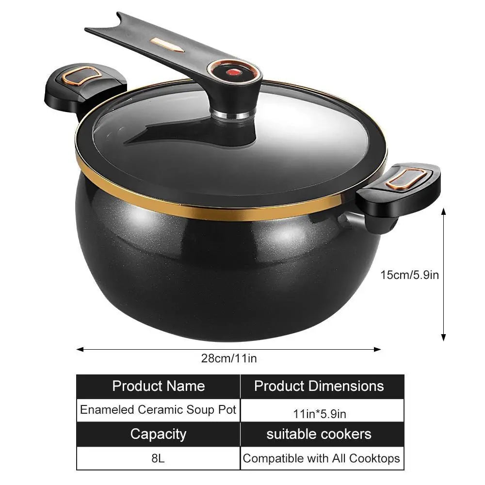 Micro Pressure Cooker 8.45Qt Nonstick Cooking Pot Fast Cooking Kitchen Cookware with Safety Valve Glass Lid for Gas Stovetop, Mothersdaygift#Summervibes