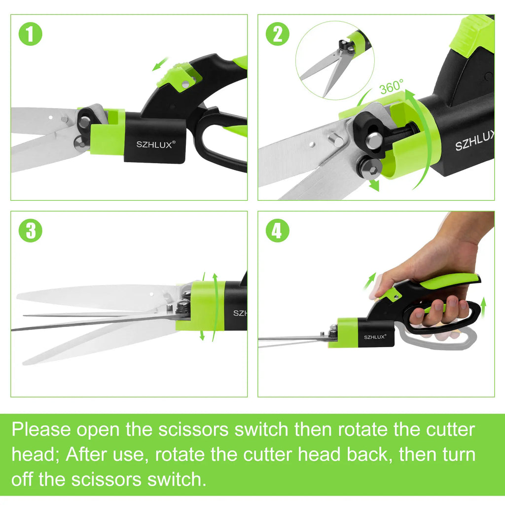 SZHLUX Grass Shears 360-Degree Swivel Blades, Ultra-Sharp Grass Cutter with 5’’ Stainless Steel Blades, Gardening Shears and Plant Cutting Scissors