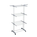 Oversized 4 Tier Clothes Drying Rack 66.93In High Foldable Stainless Steel Laundry Drying Rack with 4 Castors 24 Pillars 14 Hooks for Bed Linen Rolling Organizer